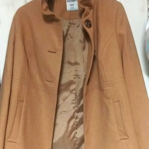 Woman waist length 100% polyester camel color coat